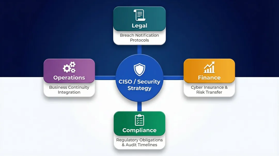 Cross-functional security governance alignment across legal compliance finance and operations