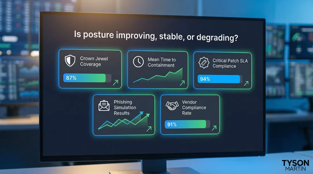 Five key CISO security metrics framework tracking posture improvement over time