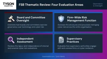 FSB risk governance review four evaluation areas comparison table infographic
