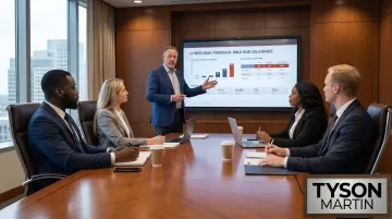 Board advisor presenting M&A cybersecurity risk findings to executive leadership team