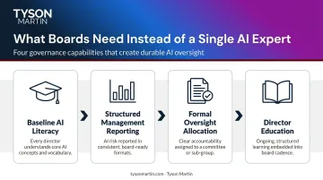 Four components of board AI oversight framework replacing single expert model