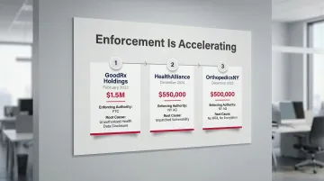 Healthcare regulatory enforcement penalties timeline showing state and federal actions 2023 to 2025