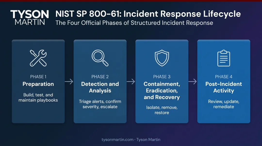 NIST SP 800-61 four-phase incident response lifecycle process flow diagram
