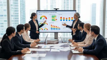 Corporate board reviewing enterprise risk appetite dashboard with KRI metrics