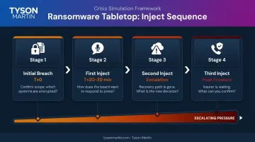 Ransomware tabletop exercise inject escalation sequence four-stage crisis pressure timeline