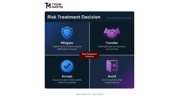 Four cybersecurity risk treatment options mitigate transfer accept and avoid comparison