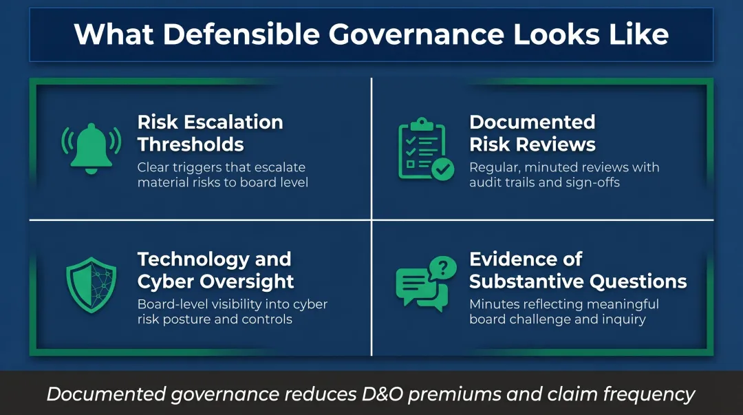 Defensible board governance documentation framework four key oversight requirements