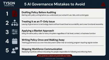 5 common AI governance mistakes mid-sized companies make infographic