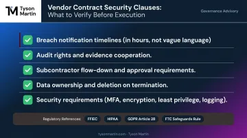 Vendor contract security clause checklist for data access and third-party cyber risk