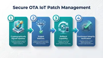 Four-step IoT OTA patch management process from signed updates to integrity verification