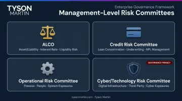 Four management-level bank risk committees scope and responsibilities overview