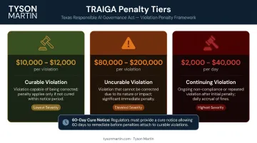 TRAIGA civil penalty structure three violation types with dollar ranges
