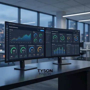 Cybersecurity dashboard showing risk trends and business-aligned security metrics