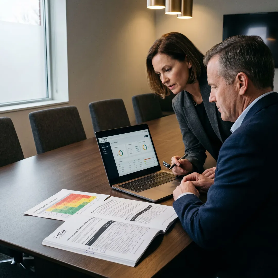 Board reviewing AI risk management framework