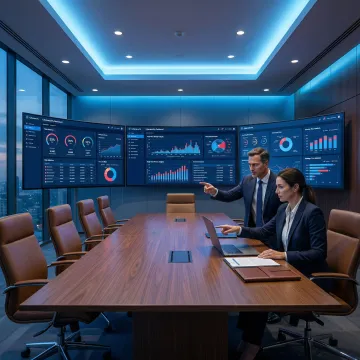 Executive board meeting discussing cybersecurity strategy and risk oversight