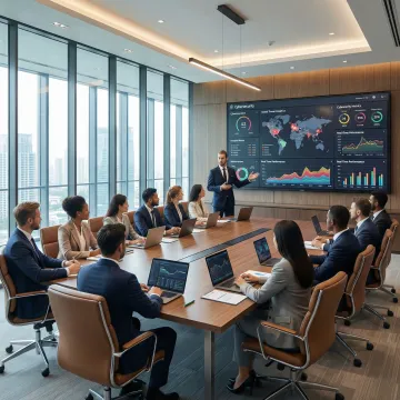 Experienced interim Chief Security Officer consulting with executive board members in modern boardroom