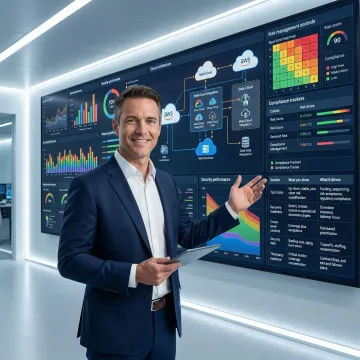 Technology risk assessment dashboard showing security metrics and governance controls