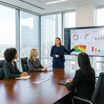 Security executive presenting cybersecurity strategy to board members