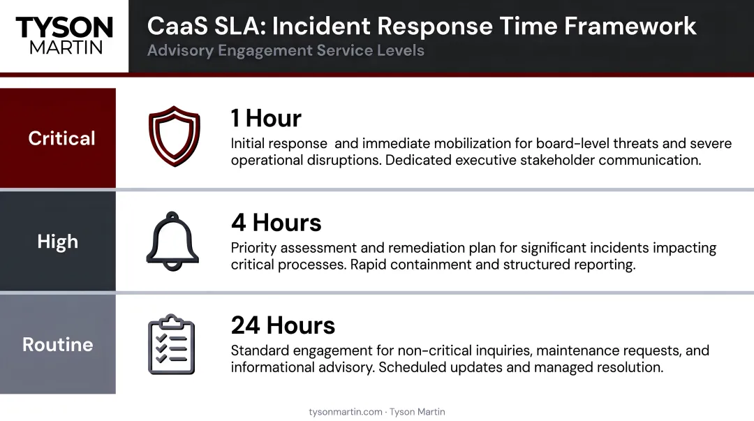 Three-tier CaaS SLA incident response time framework critical high and routine