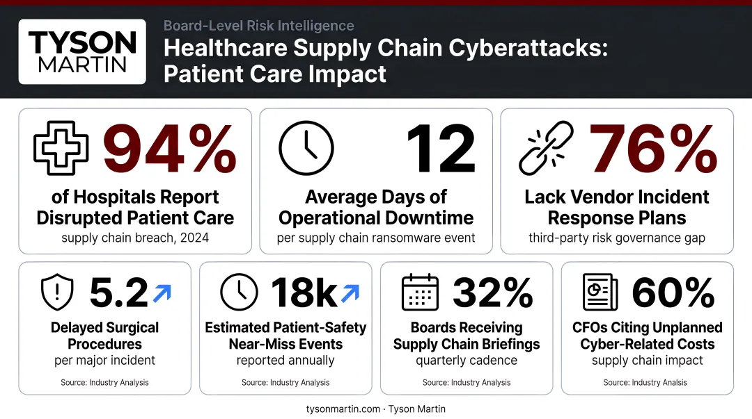 Healthcare supply chain cyberattack impact statistics and patient care disruption data