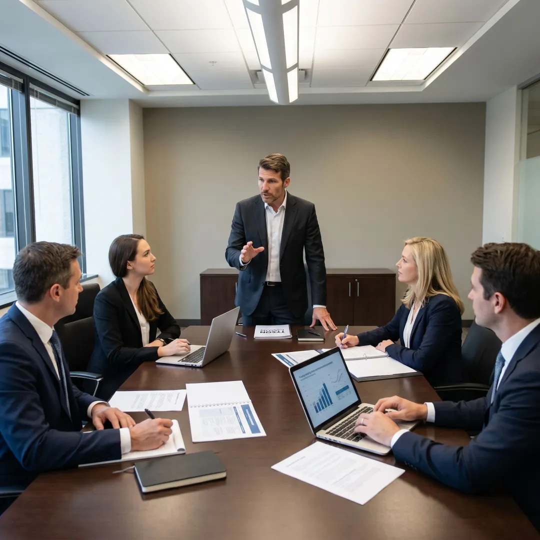 Executive facilitator leading AI governance board training