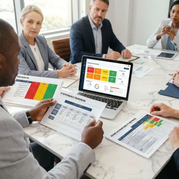 Board members reviewing AI governance strategy