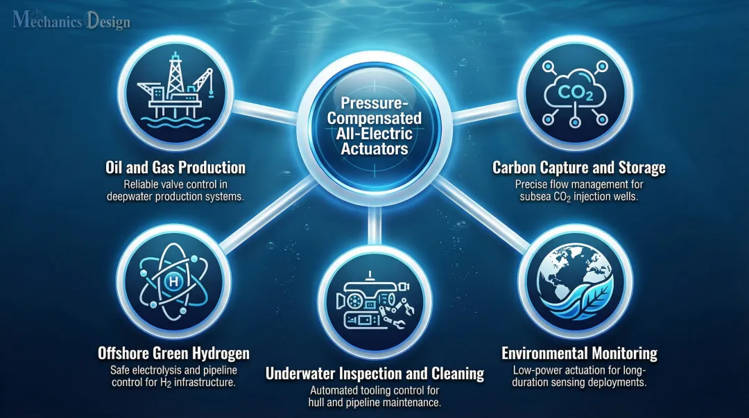 Subsea actuator cross-sector applications spanning oil gas carbon capture hydrogen and environmental monitoring