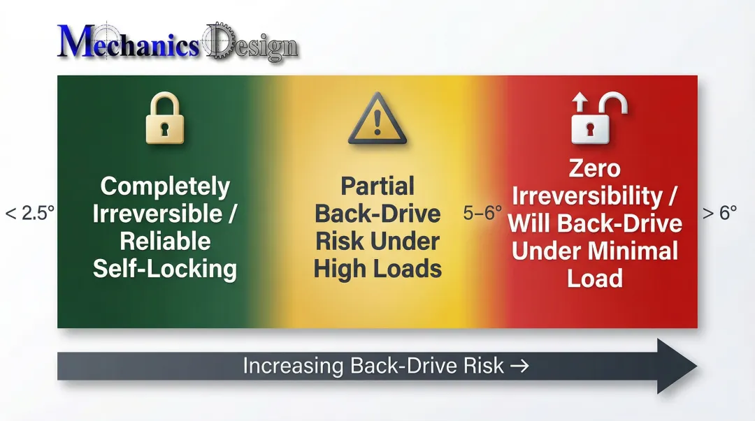 Lead angle threshold bands for passive self-locking reliability in linear actuators