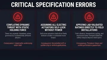 Three critical linear actuator holding force specification errors engineers must avoid