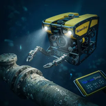 Subsea remotely operated vehicle conducting underwater pipeline inspection