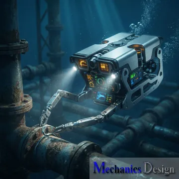 Deepwater subsea remotely operated vehicle performing underwater inspection at depth