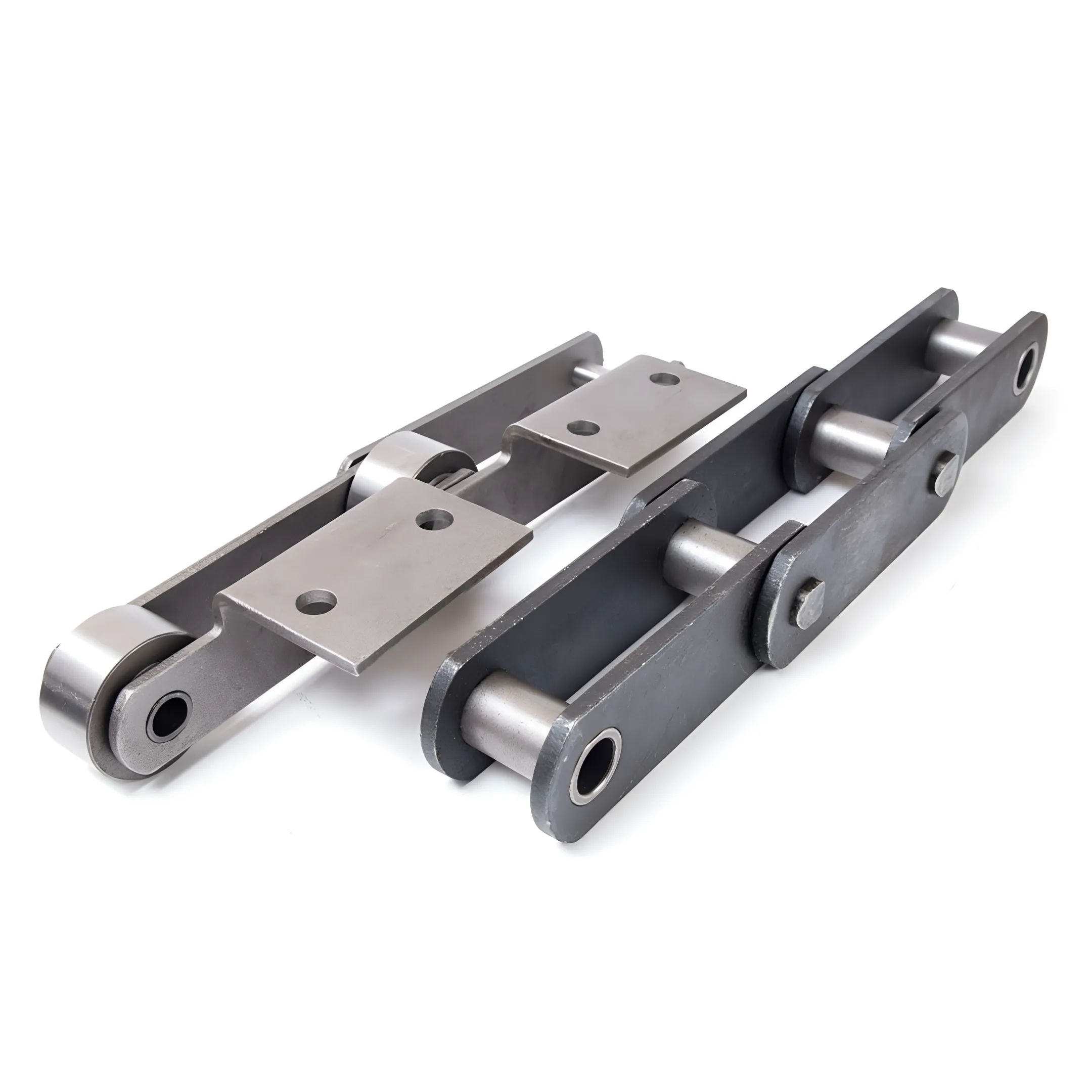 Heavy duty roller chain on an industrial conveyor
