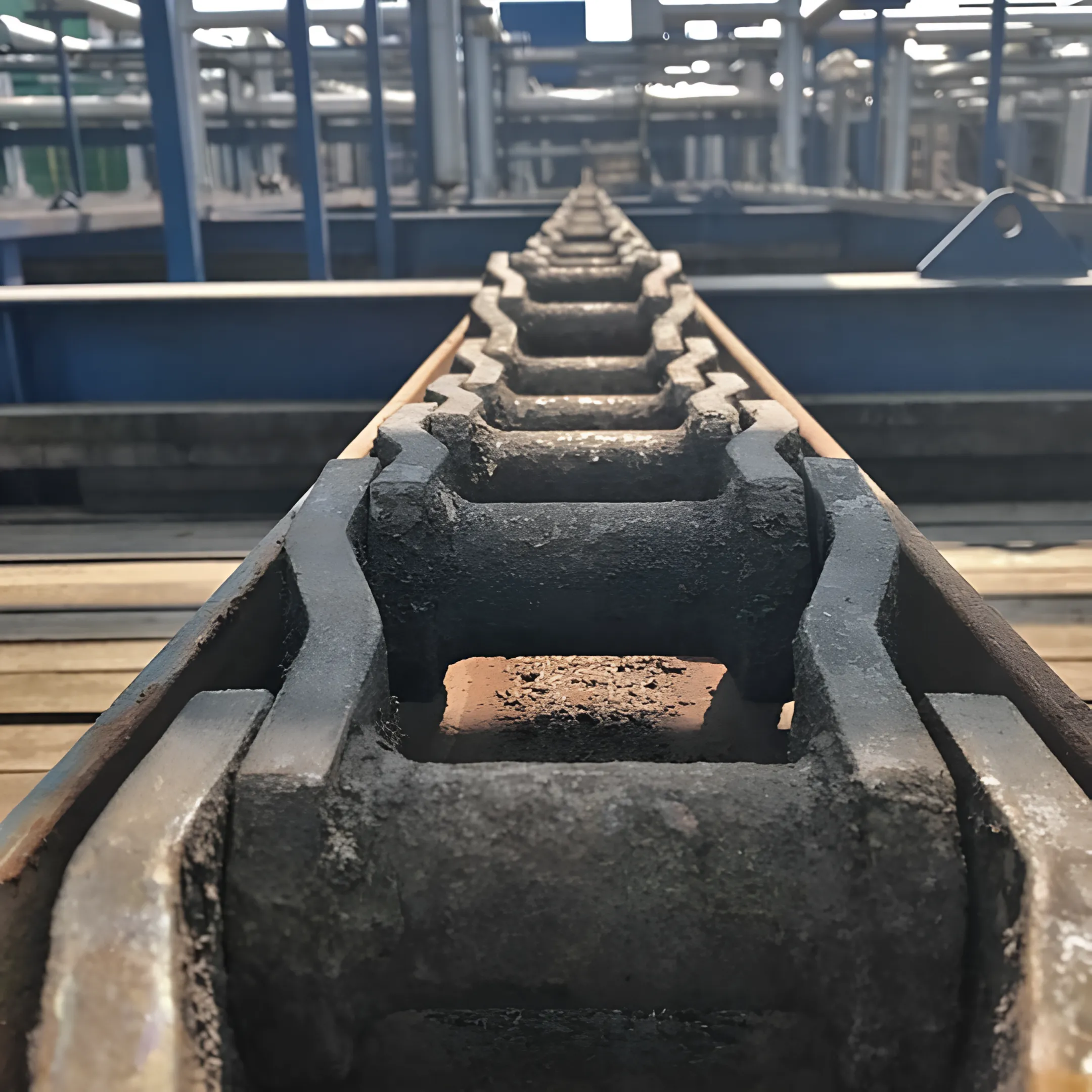 Industrial drag chain conveyor moving bulk material
