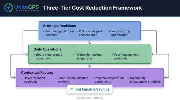 Three-level cost reduction strategy framework for school transportation operations