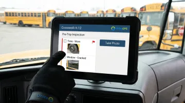 UniteGPS Tablet Suite digital inspection interface on driver dashboard