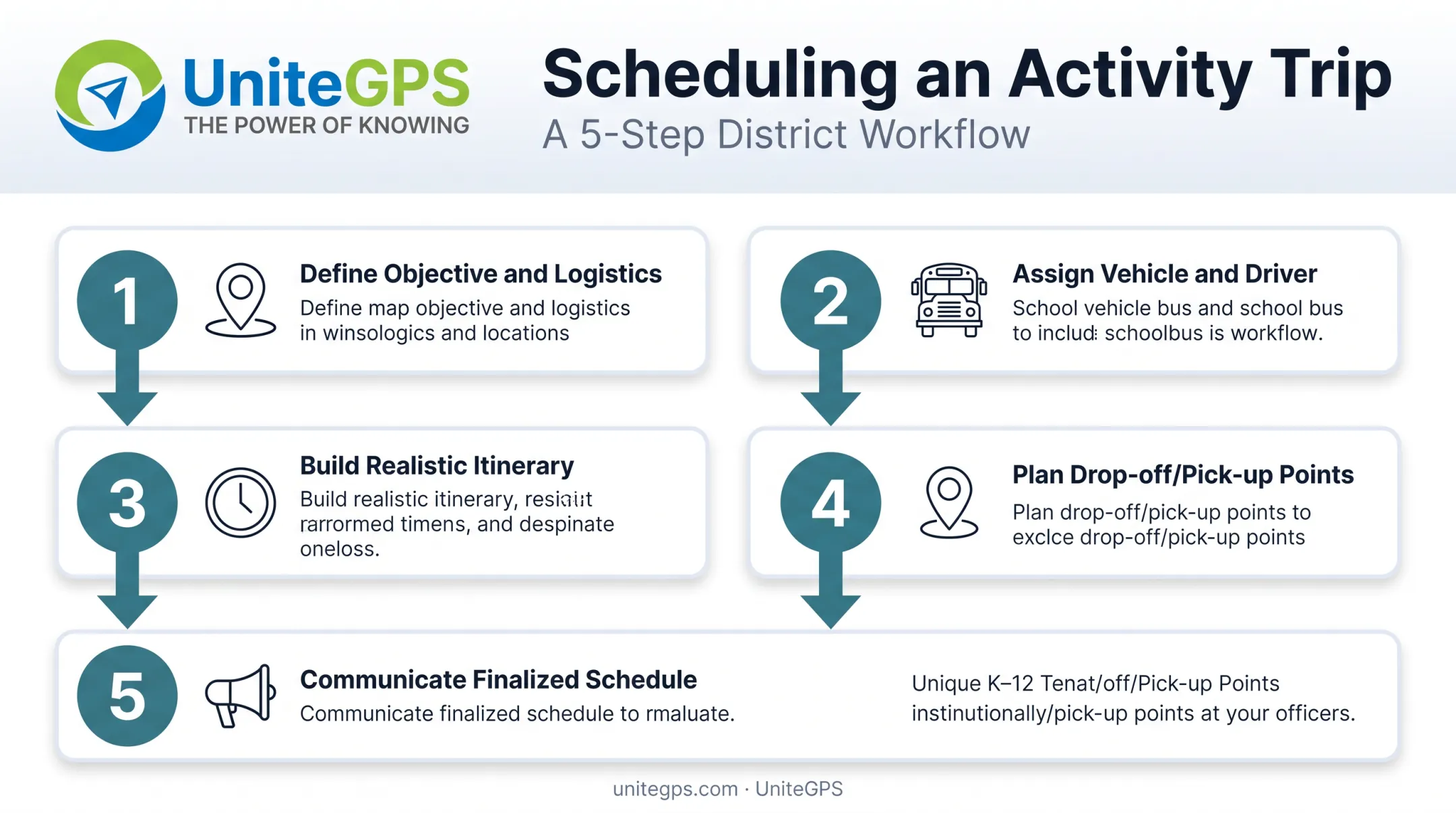 5-step activity trip scheduling and routing process for transportation directors