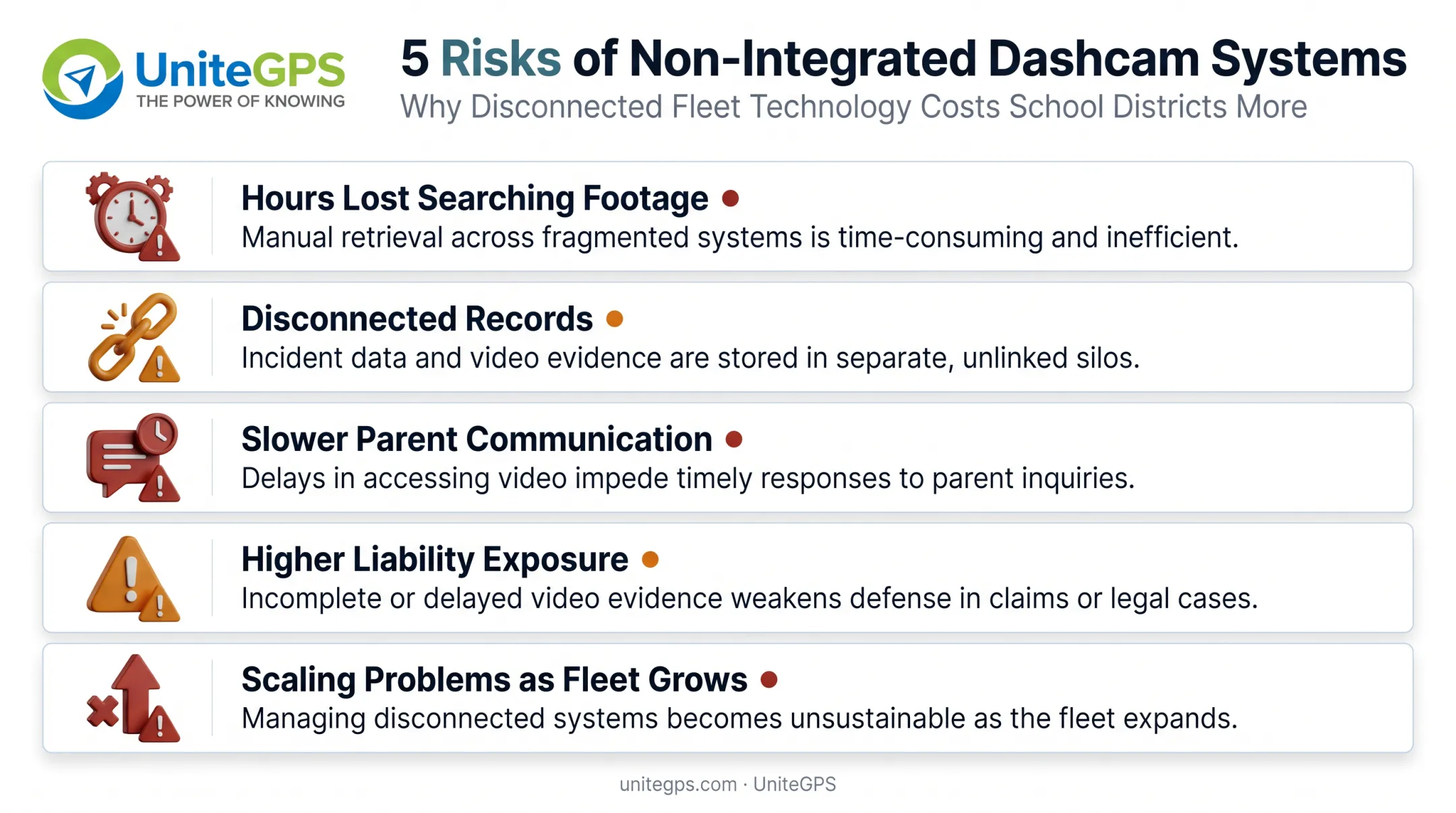 Consequences of disconnected dashcam systems without GPS and ridership integration