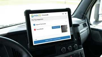 UniteGPS Crosswalk digital vehicle inspection interface on driver tablet