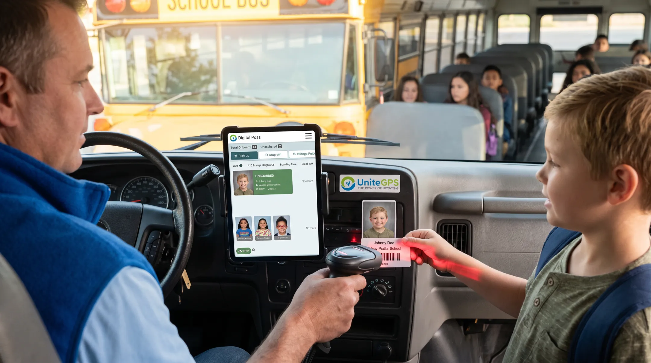 Tablet-based ridership scanning system tracking student bus boarding data