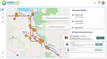 UniteGPS Crosswalk platform dashboard showing GPS tracking and routing tools