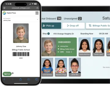 Crosswalk K-12 student ridership barcode scanning tablet interface on school bus