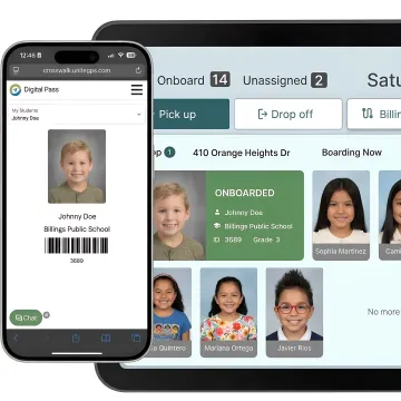 School bus tracking dashboard with student ridership data