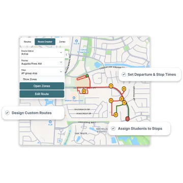 School bus routing software dashboard