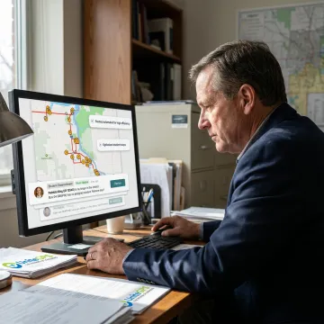 School bus route planning software dashboard