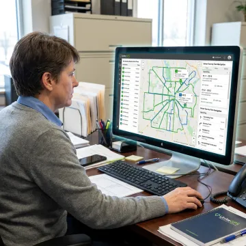 School bus routing dashboard on a computer