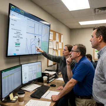School transportation team reviewing live bus tracking dashboard