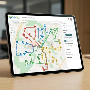 School bus route optimization software dashboard