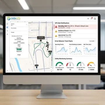 School transportation director monitoring bus safety alerts