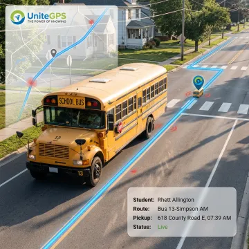 School bus using GPS tracking software