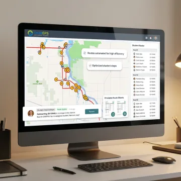 School bus routing software on a computer